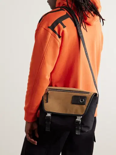 Loewe Leather-Trimmed Suede and Canvas Messenger Bag - Men | Thumbnail 2 Loewe Leather-Trimmed Suede and Canvas Messenger Bag - Men | Thumbnail 2