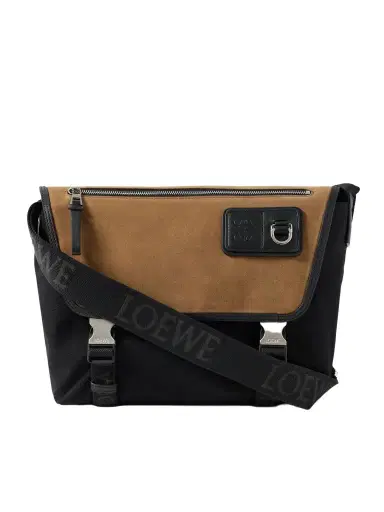 Loewe Leather-Trimmed Suede and Canvas Messenger Bag - Men | Thumbnail 1 Loewe Leather-Trimmed Suede and Canvas Messenger Bag - Men | Thumbnail 1