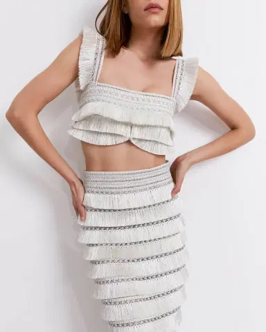 PatBo Metallic Fringe Maxi Skirt | Thumbnail 4