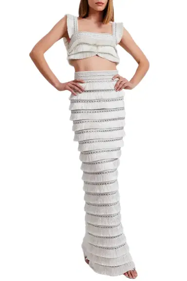 PatBo Metallic Fringe Maxi Skirt | Thumbnail 1
