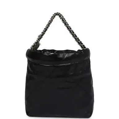 Chanel Chanel Mini 22 Bag Black Shiny Calfskin Brushed Silver Hardware | Thumbnail 5 Chanel Chanel Mini 22 Bag Black Shiny Calfskin Brushed Silver Hardware | Thumbnail 5