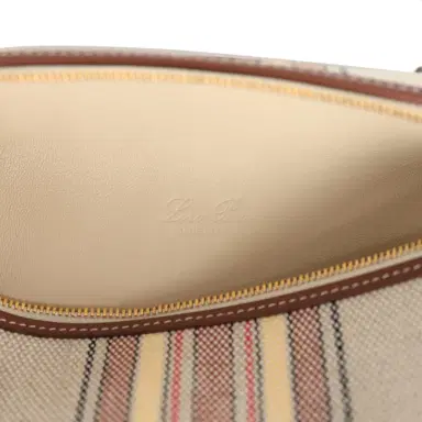 Madison Avenue Couture Loro Piana Extra Pocket L19 Pouch Record and Caramel Sugar Canvas Stripes Gold Hardware | Thumbnail 9 Madison Avenue Couture Loro Piana Extra Pocket L19 Pouch Record and Caramel Sugar Canvas Stripes Gold Hardware | Thumbnail 9