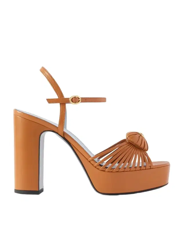 Embellished Leather Platform Sandals