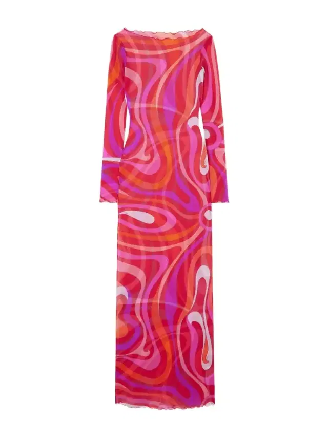 Marmo Printed Mesh Maxi Dress