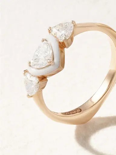 Kamyen Trio Heart 18-karat Rose Gold, Diamond And Enamel Pinky Ring | Thumbnail 4