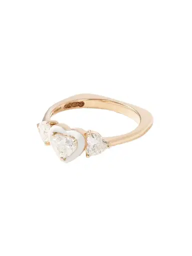 Kamyen Trio Heart 18-karat Rose Gold, Diamond And Enamel Pinky Ring | Thumbnail 1
