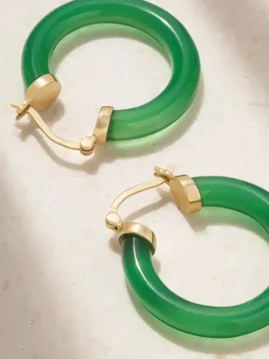 Mateo 14-karat Gold Chalcedony Hoop Earrings | Thumbnail 3