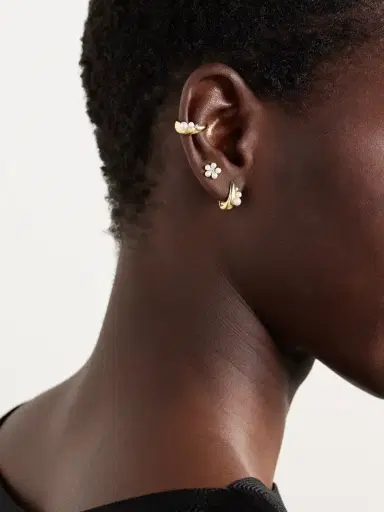 Mizuki 14-karat Gold, Pearl And Diamond Hoop Earrings | Thumbnail 2 Mizuki 14-karat Gold, Pearl And Diamond Hoop Earrings | Thumbnail 2