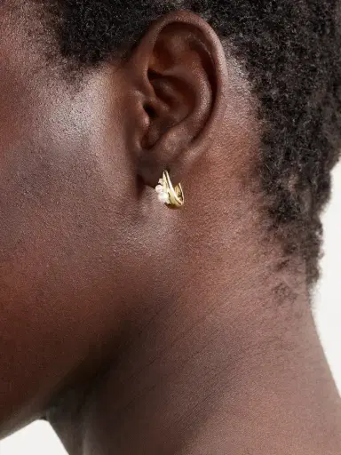 Mizuki 14-karat Gold, Pearl And Diamond Hoop Earrings | Thumbnail 4 Mizuki 14-karat Gold, Pearl And Diamond Hoop Earrings | Thumbnail 4
