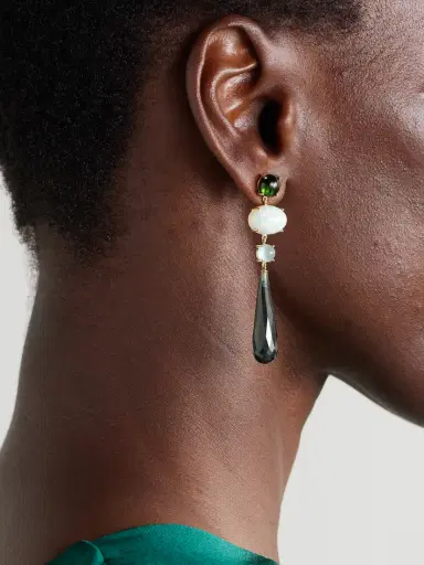 OLE LYNGGAARD COPENHAGEN Lotus 18-karat Gold Multi-stone Earrings | Thumbnail 2