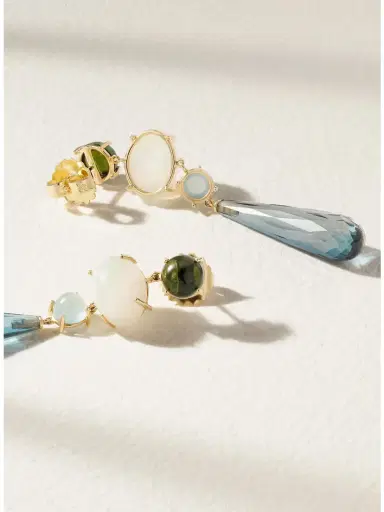 OLE LYNGGAARD COPENHAGEN Lotus 18-karat Gold Multi-stone Earrings | Thumbnail 3