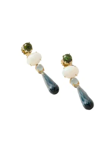 OLE LYNGGAARD COPENHAGEN Lotus 18-karat Gold Multi-stone Earrings | Thumbnail 1