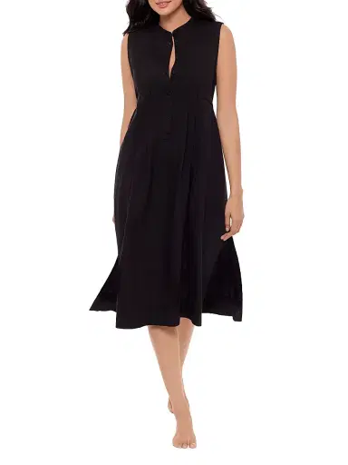 Miraclesuit Swim Women's Pleated Linen Cover-Up Dress - Black - Size Large | Thumbnail 2 Miraclesuit Swim Women's Pleated Linen Cover-Up Dress - Black - Size Large | Thumbnail 2
