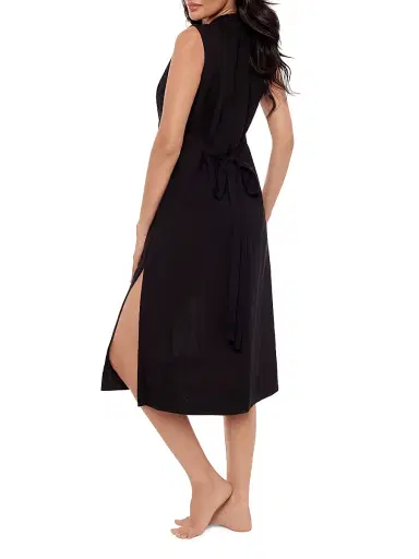 Miraclesuit Swim Women's Pleated Linen Cover-Up Dress - Black - Size Large | Thumbnail 3 Miraclesuit Swim Women's Pleated Linen Cover-Up Dress - Black - Size Large | Thumbnail 3