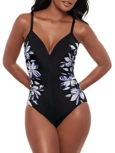 Miraclesuit Swim Women's Fiore Di Luna Temptation Floral One-Piece Swimsuit - Black And White - Size 16 | Thumbnail 2 Miraclesuit Swim Women's Fiore Di Luna Temptation Floral One-Piece Swimsuit - Black And White - Size 16 | Thumbnail 2