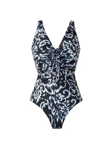 Miraclesuit Swim Women's Adorn Bella Printed One-Piece Swimsuit - Black And White - Size 16 | Thumbnail 1