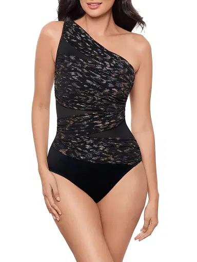 Miraclesuit Swim Women's Sparkle Plenty Jena One-Shoulder One-Piece Swimsuit - Black Multi - Size 16 | Thumbnail 2 Miraclesuit Swim Women's Sparkle Plenty Jena One-Shoulder One-Piece Swimsuit - Black Multi - Size 16 | Thumbnail 2