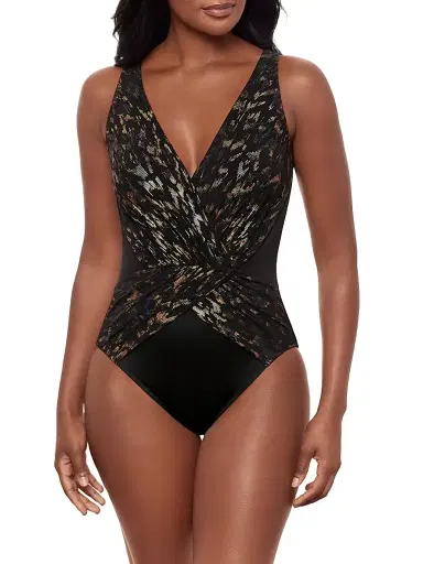 Miraclesuit Swim Women's Sparkle Plenty Ibiza Surplice One-Piece Swimsuit - Black Multi - Size 16 | Thumbnail 2 Miraclesuit Swim Women's Sparkle Plenty Ibiza Surplice One-Piece Swimsuit - Black Multi - Size 16 | Thumbnail 2