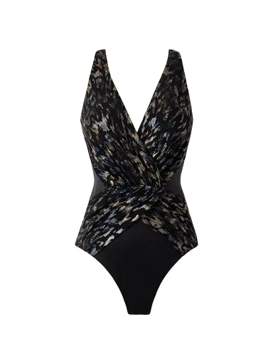 Miraclesuit Swim Women's Sparkle Plenty Ibiza Surplice One-Piece Swimsuit - Black Multi - Size 16 | Thumbnail 1 Miraclesuit Swim Women's Sparkle Plenty Ibiza Surplice One-Piece Swimsuit - Black Multi - Size 16 | Thumbnail 1