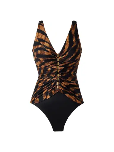 Miraclesuit Swim Women's Raya De Safari Charmer Animal-Print One-Piece Swimsuit - Black Brown - Size 16 | Thumbnail 1 Miraclesuit Swim Women's Raya De Safari Charmer Animal-Print One-Piece Swimsuit - Black Brown - Size 16 | Thumbnail 1
