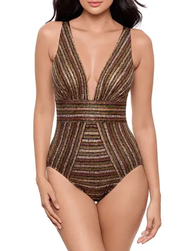 Miraclesuit Swim Women's Sparkle Sands Odyssey Metallic Striped One-Piece Swimsuit - Black Multi - Size 16 | Thumbnail 2 Miraclesuit Swim Women's Sparkle Sands Odyssey Metallic Striped One-Piece Swimsuit - Black Multi - Size 16 | Thumbnail 2