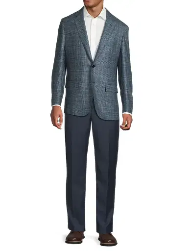 Sartorio Napoli Men's Plaid Wool-Silk Jacket - Blue Pattern - Size 48 | Thumbnail 2 Sartorio Napoli Men's Plaid Wool-Silk Jacket - Blue Pattern - Size 48 | Thumbnail 2