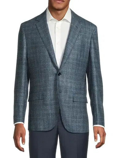 Sartorio Napoli Men's Plaid Wool-Silk Jacket - Blue Pattern - Size 48 | Thumbnail 3 Sartorio Napoli Men's Plaid Wool-Silk Jacket - Blue Pattern - Size 48 | Thumbnail 3