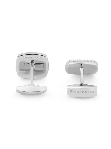 Tateossian Men's Noreena Jasper & Rhodium Plated Sterling Silver Cufflinks - Red Rhodium | Thumbnail 3