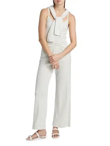 Leset Women's Pointelle Classic Tank Top - Cloud Melange | Thumbnail 2