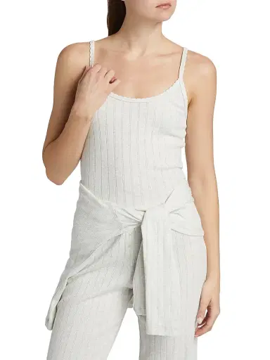 Leset Women's Pointelle Classic Tank Top - Cloud Melange | Thumbnail 3