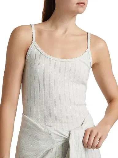 Leset Women's Pointelle Classic Tank Top - Cloud Melange | Thumbnail 6