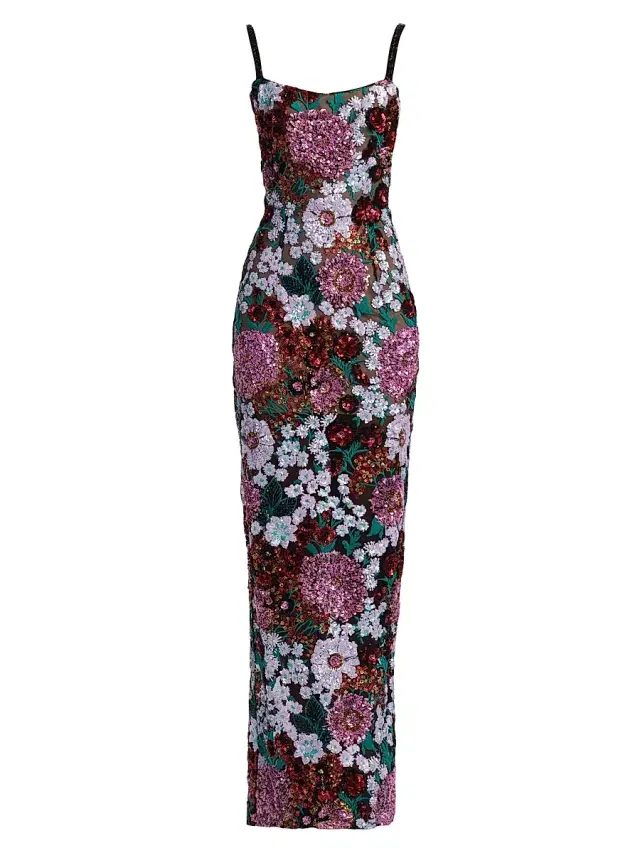 Bronx Banco Women's Dahlia Floral Embellished Evening Gown - Pink Multi