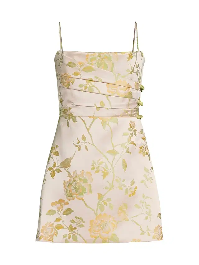 Sau Lee Women's Mari Gathered Floral A-Line Minidress - Pale Pink Multi