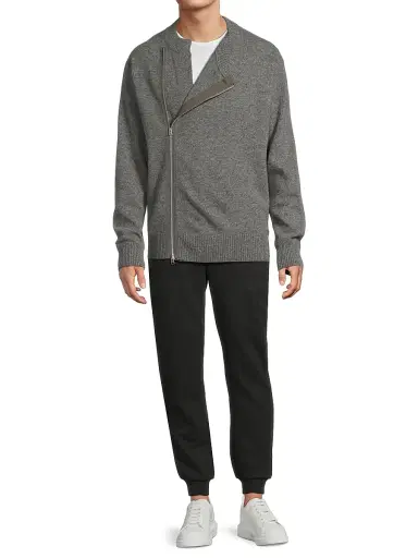 Sacai Men's Wool Zip-Front Cardigan - Gray - Size XL | Thumbnail 2 Sacai Men's Wool Zip-Front Cardigan - Gray - Size XL | Thumbnail 2