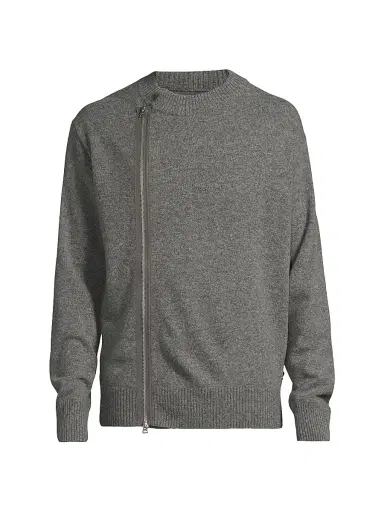 Sacai Men's Wool Zip-Front Cardigan - Gray - Size XL | Thumbnail 1 Sacai Men's Wool Zip-Front Cardigan - Gray - Size XL | Thumbnail 1