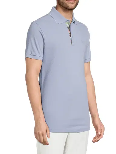 Etro Men's Piqué Cotton Polo Top - Lilac | Thumbnail 4 Etro Men's Piqué Cotton Polo Top - Lilac | Thumbnail 4