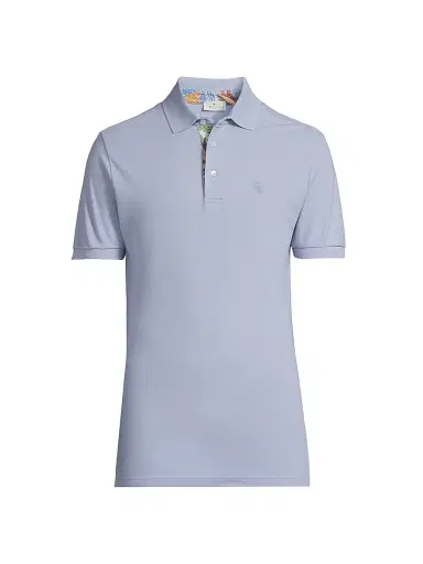 Etro Men's Piqué Cotton Polo Top - Lilac | Thumbnail 1 Etro Men's Piqué Cotton Polo Top - Lilac | Thumbnail 1