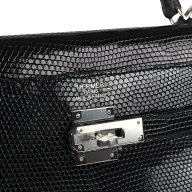 HERMÈS Hermes Kelly Retourne 35 Black Varanus Niloticus Lizard Palladium Hardware | Thumbnail 7 HERMÈS Hermes Kelly Retourne 35 Black Varanus Niloticus Lizard Palladium Hardware | Thumbnail 7