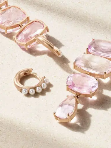 Irene Neuwirth Gemmy Gem 18-karat Rose Gold, Kunzite And Pearl Earrings | Thumbnail 3 Irene Neuwirth Gemmy Gem 18-karat Rose Gold, Kunzite And Pearl Earrings | Thumbnail 3