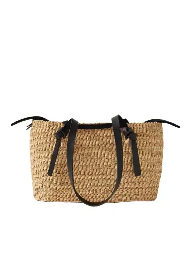 MUUÑ Zorro Leather-trimmed Woven Straw Tote | Thumbnail 1 MUUÑ Zorro Leather-trimmed Woven Straw Tote | Thumbnail 1