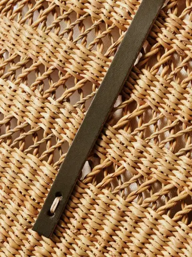 MUUÑ Bicro M Leather-trimmed Woven Straw Tote | Thumbnail 4