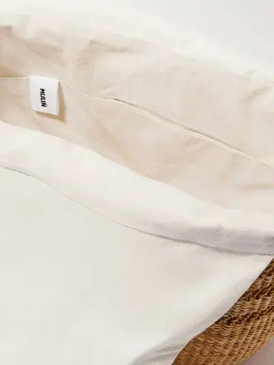 MUUÑ Bicro M Leather-trimmed Woven Straw Tote | Thumbnail 5