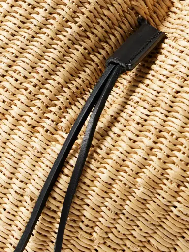 MUUÑ Orbi Cotton Canvas-trimmed Woven Straw Shoulder Bag | Thumbnail 4