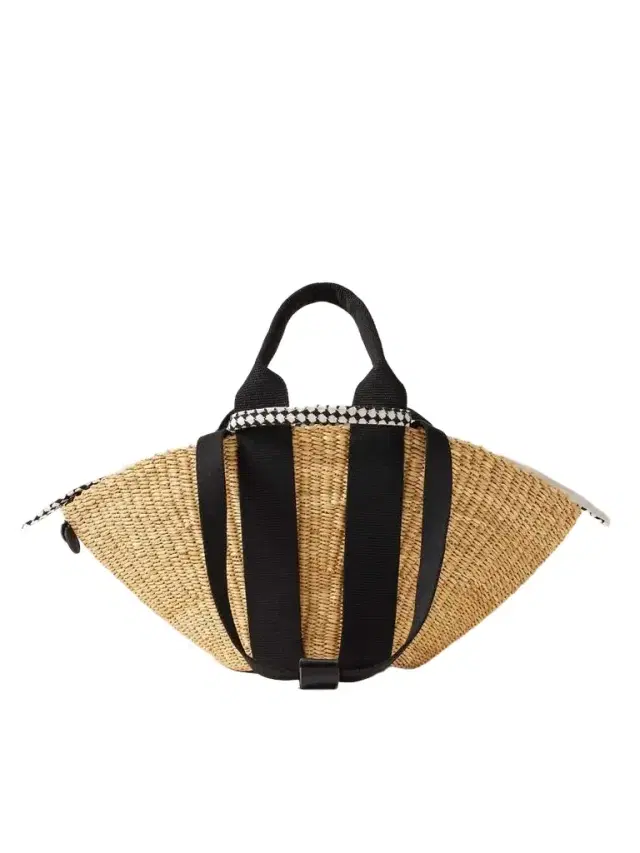 Sophie Mini Webbing-trimmed Woven Straw Tote