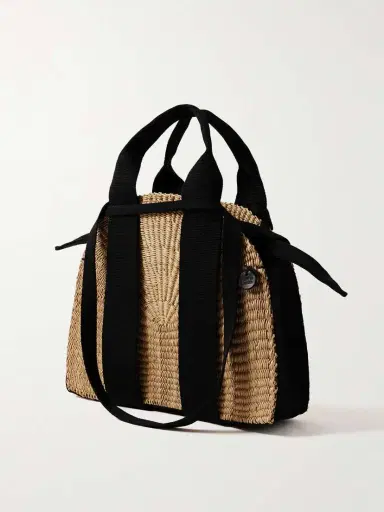 MUUÑ Mina Mini Canvas-trimmed Woven Straw Tote | Thumbnail 3 MUUÑ Mina Mini Canvas-trimmed Woven Straw Tote | Thumbnail 3