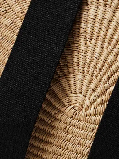 MUUÑ Mina Mini Canvas-trimmed Woven Straw Tote | Thumbnail 4 MUUÑ Mina Mini Canvas-trimmed Woven Straw Tote | Thumbnail 4