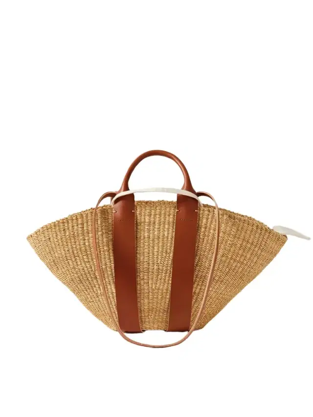 Sophie Leather-trimmed Woven Straw Tote