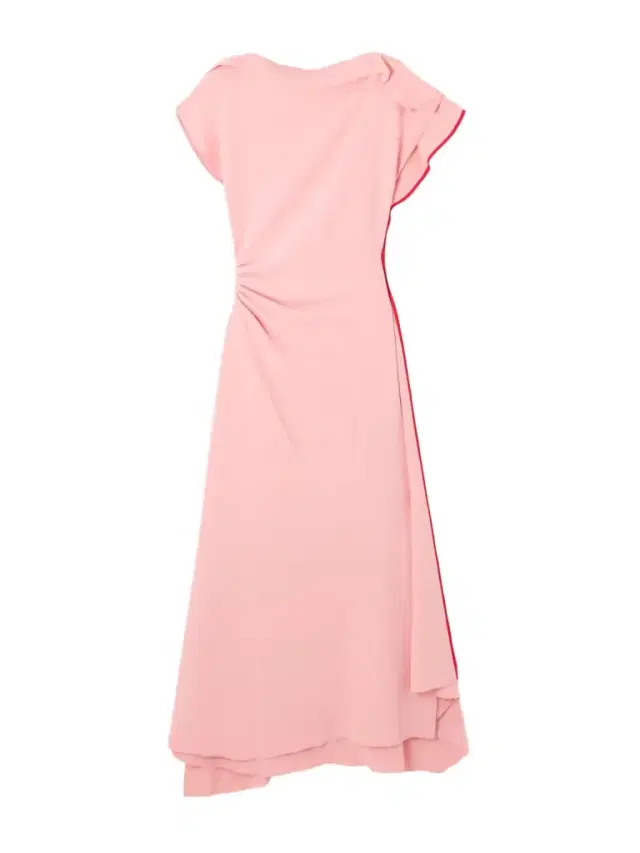 Asymmetric Ruffled Gathered Crepe Midi Dress