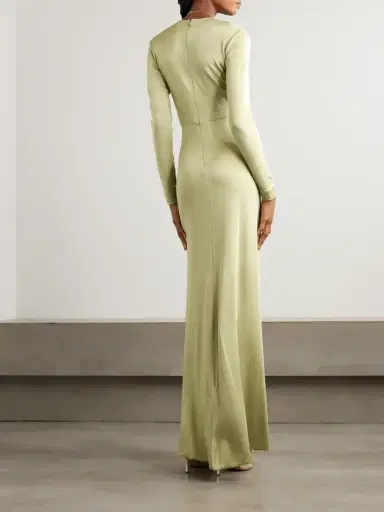 Victoria Beckham Crystal-embellished Gathered Satin-jersey Gown | Thumbnail 3 Victoria Beckham Crystal-embellished Gathered Satin-jersey Gown | Thumbnail 3