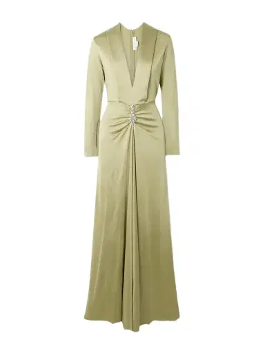 Victoria Beckham Crystal-embellished Gathered Satin-jersey Gown | Thumbnail 1 Victoria Beckham Crystal-embellished Gathered Satin-jersey Gown | Thumbnail 1